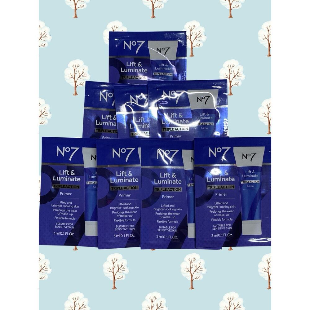 No7 Lift & Luminate Triple Action Primer Sensitive Skin 1 Fl. Oz 8 Samples Set